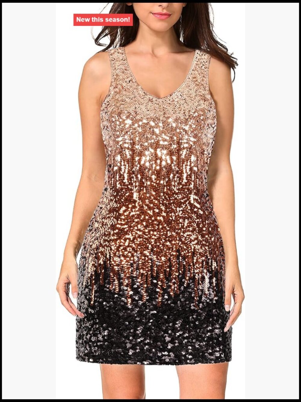 Sequin Sleeveless V-Neck Bodycon Mini Party Dress Club Cocktail Tank Dress